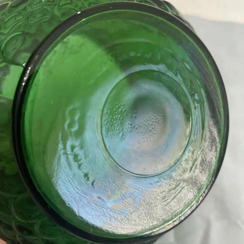 Vintage E. O. Brody Co. Forest Green Fish Scale Glass Vase Bowl 4”